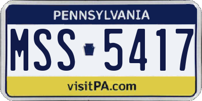 PA license plate MSS5417