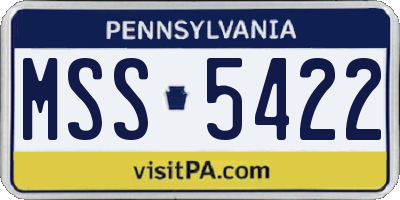PA license plate MSS5422