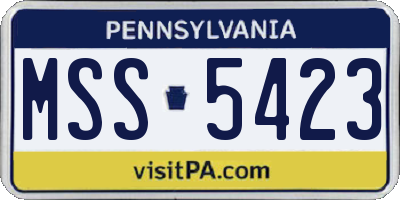 PA license plate MSS5423