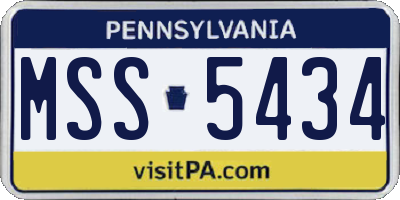 PA license plate MSS5434