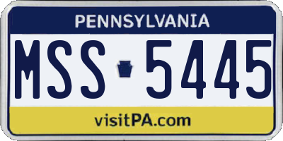 PA license plate MSS5445