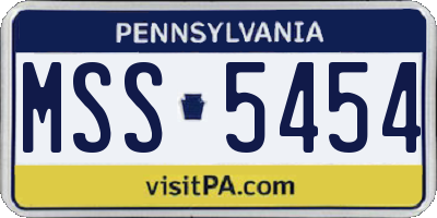 PA license plate MSS5454
