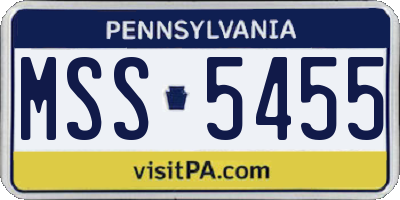 PA license plate MSS5455