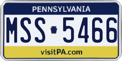 PA license plate MSS5466