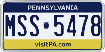 PA license plate MSS5478