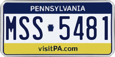 PA license plate MSS5481