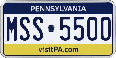 PA license plate MSS5500