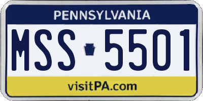 PA license plate MSS5501
