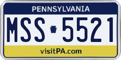 PA license plate MSS5521
