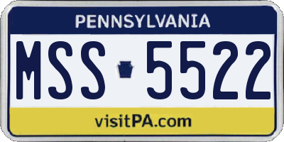 PA license plate MSS5522