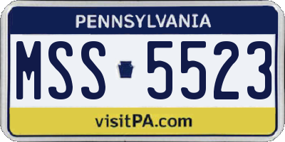 PA license plate MSS5523