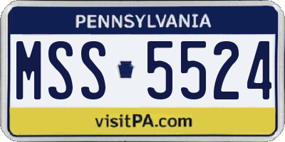 PA license plate MSS5524