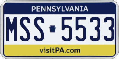 PA license plate MSS5533
