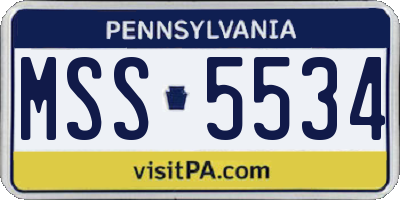 PA license plate MSS5534