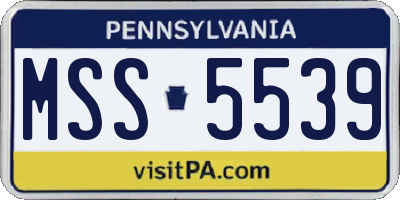 PA license plate MSS5539