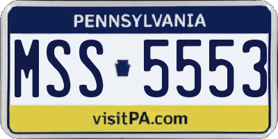 PA license plate MSS5553