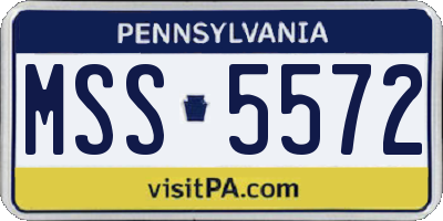 PA license plate MSS5572