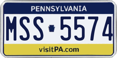 PA license plate MSS5574