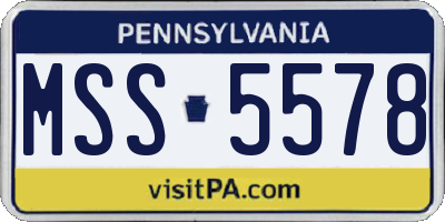 PA license plate MSS5578