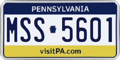 PA license plate MSS5601