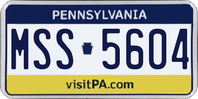 PA license plate MSS5604
