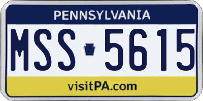 PA license plate MSS5615