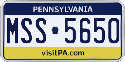 PA license plate MSS5650