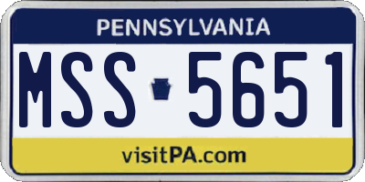 PA license plate MSS5651