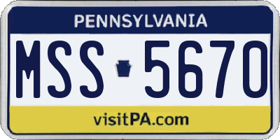 PA license plate MSS5670