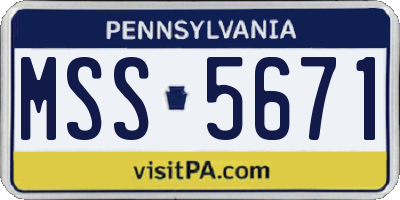 PA license plate MSS5671
