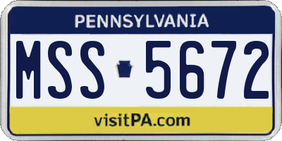 PA license plate MSS5672
