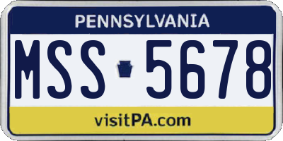 PA license plate MSS5678