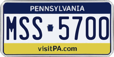 PA license plate MSS5700