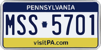 PA license plate MSS5701
