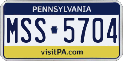 PA license plate MSS5704