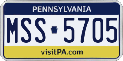 PA license plate MSS5705
