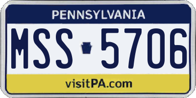 PA license plate MSS5706