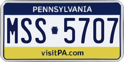 PA license plate MSS5707