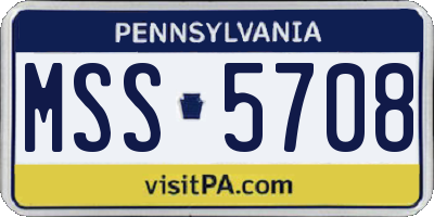 PA license plate MSS5708