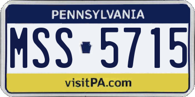 PA license plate MSS5715