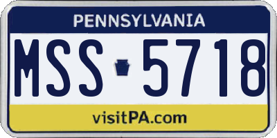 PA license plate MSS5718
