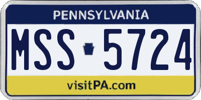 PA license plate MSS5724
