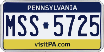 PA license plate MSS5725