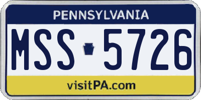 PA license plate MSS5726