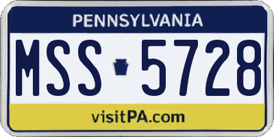 PA license plate MSS5728