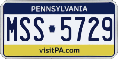PA license plate MSS5729