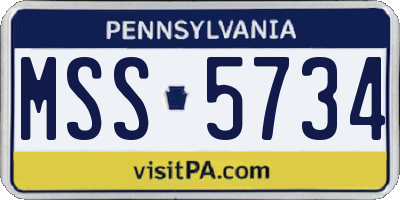 PA license plate MSS5734