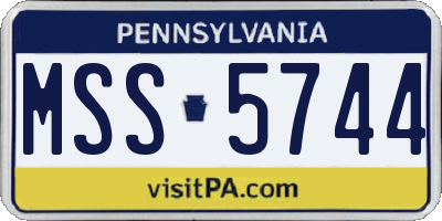 PA license plate MSS5744