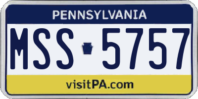PA license plate MSS5757