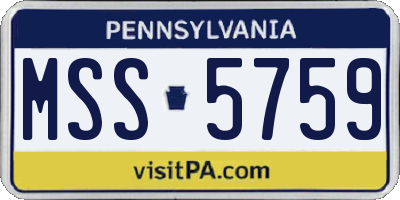 PA license plate MSS5759